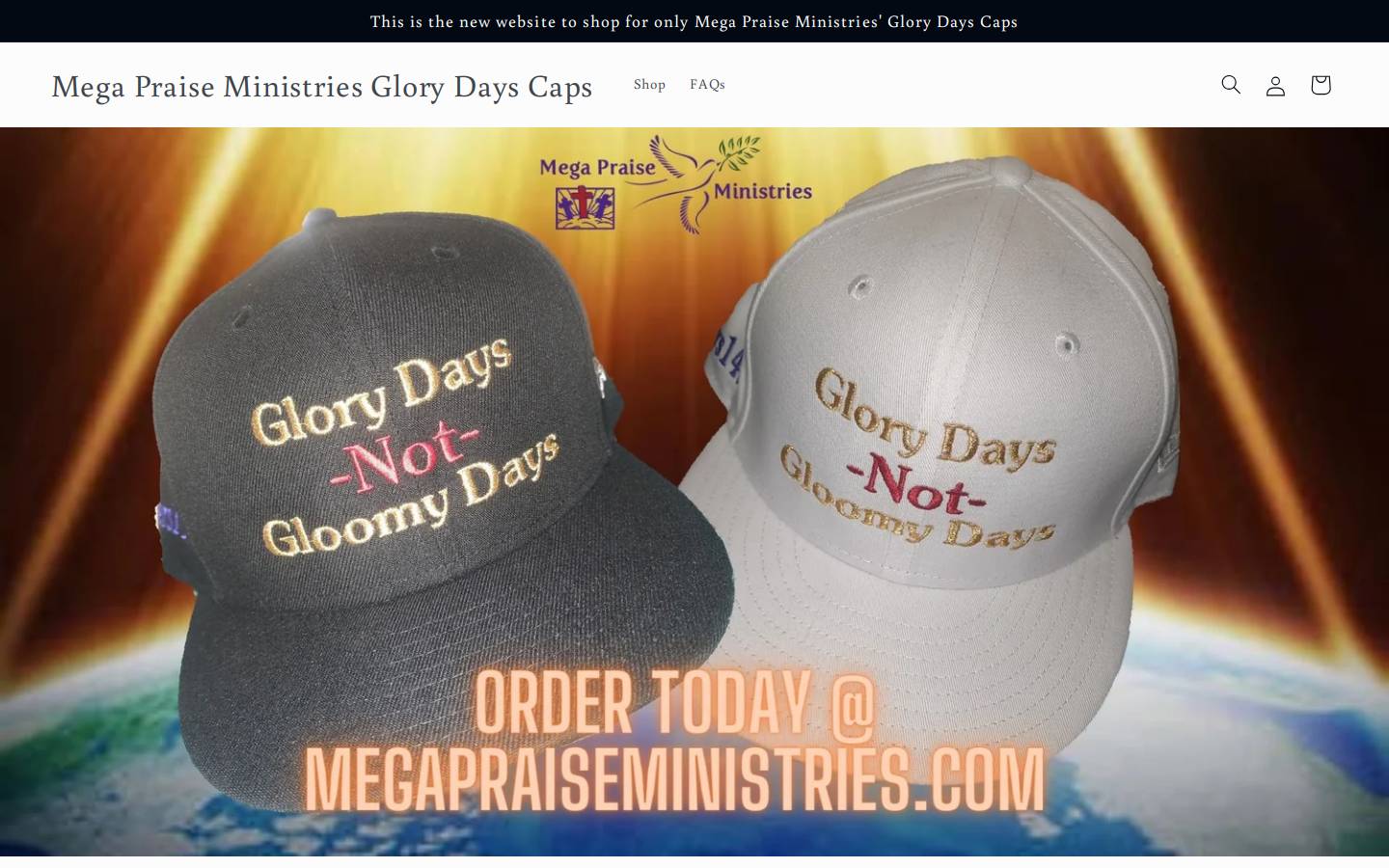 glorydayscaps.com homepage screenshot