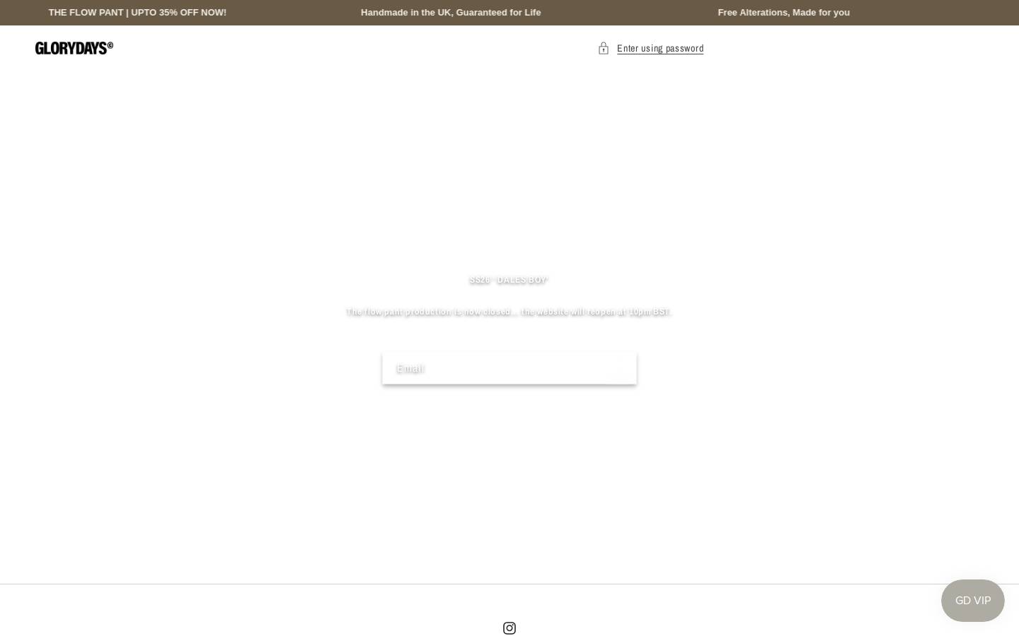GLORYDAYS homepage screenshot
