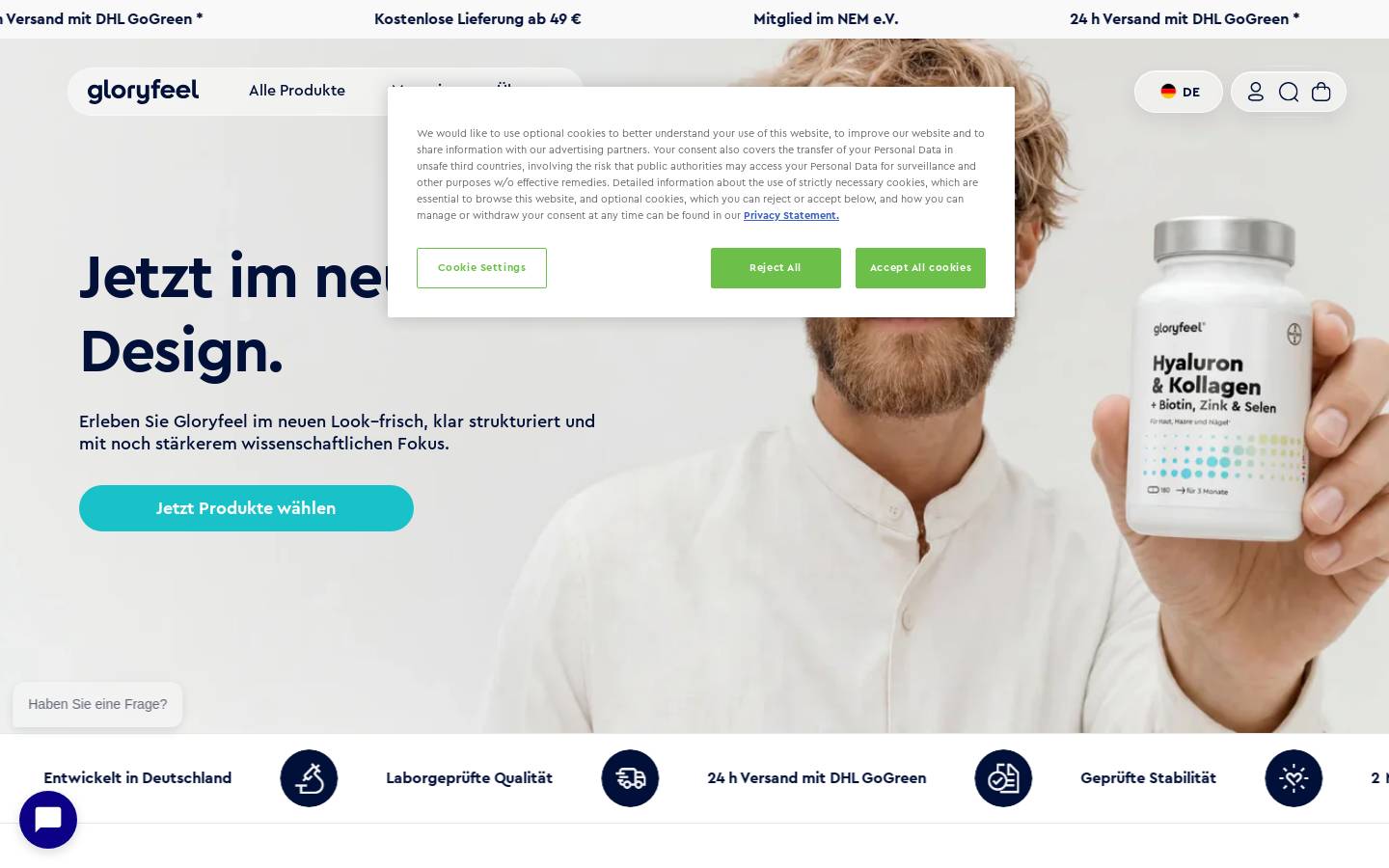 gloryfeel homepage screenshot