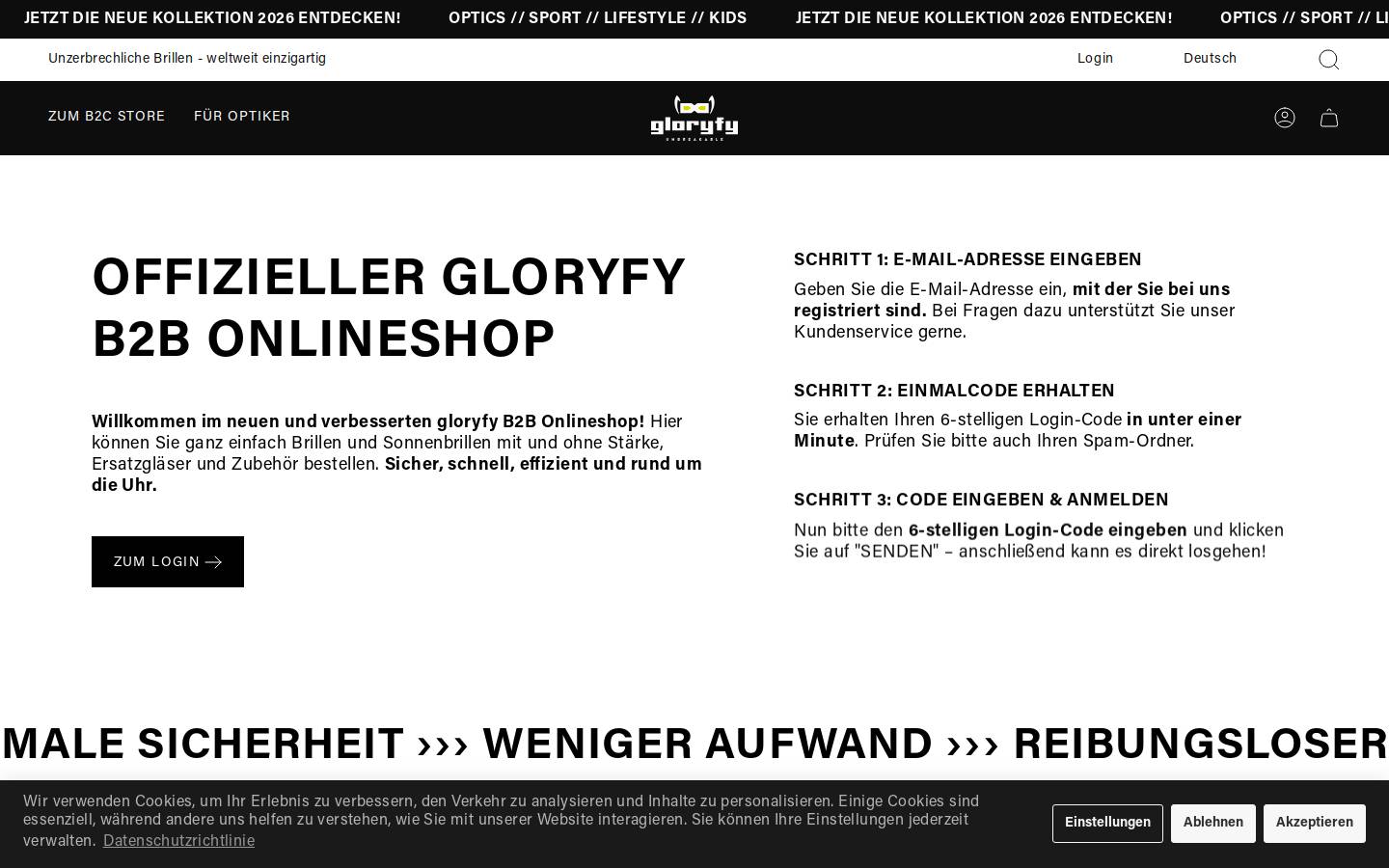 gloryfyb2b.com homepage screenshot