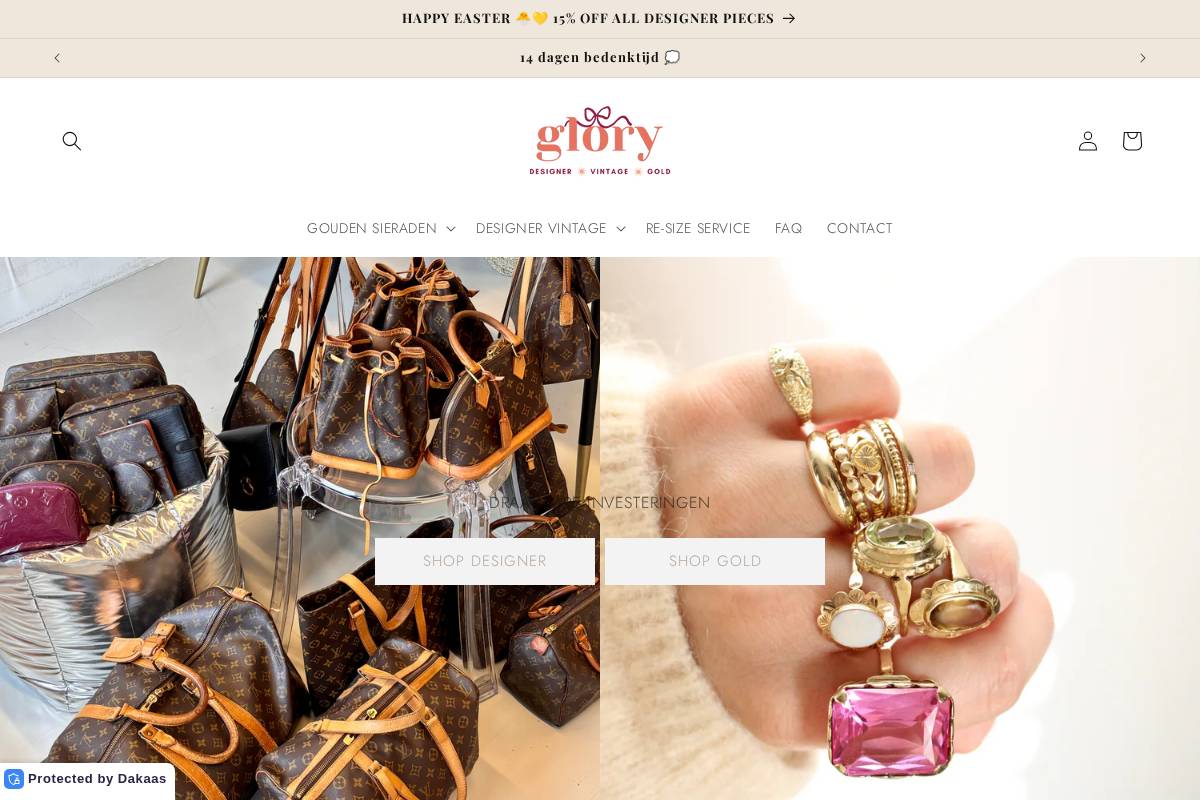 Gloryvintage homepage screenshot