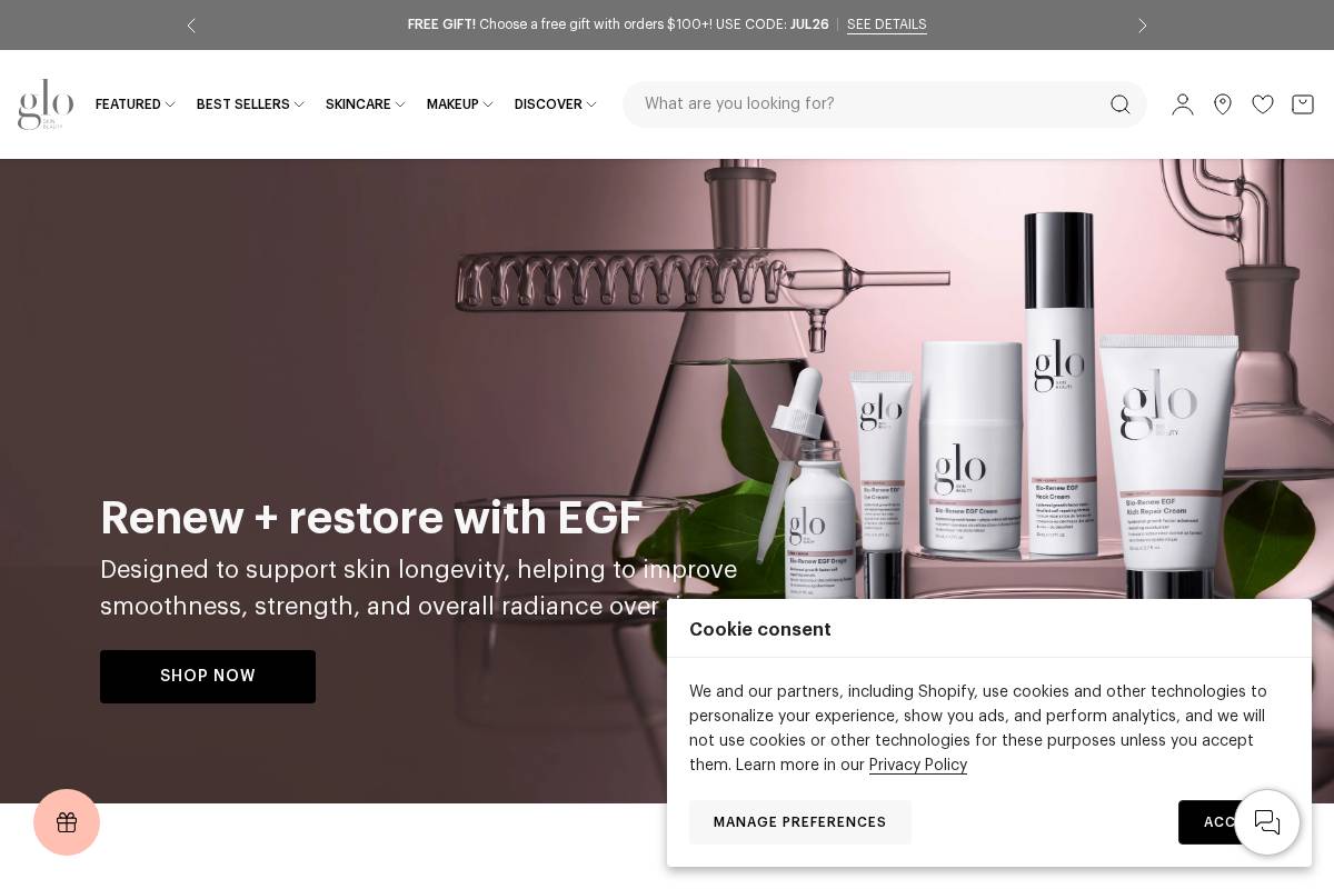 gloskinbeauty.com homepage screenshot