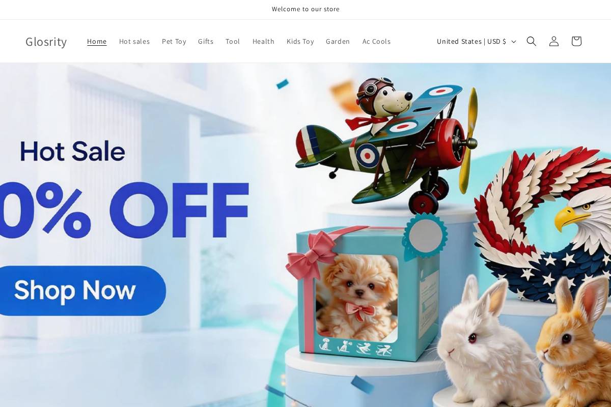 glosritystore.com homepage screenshot