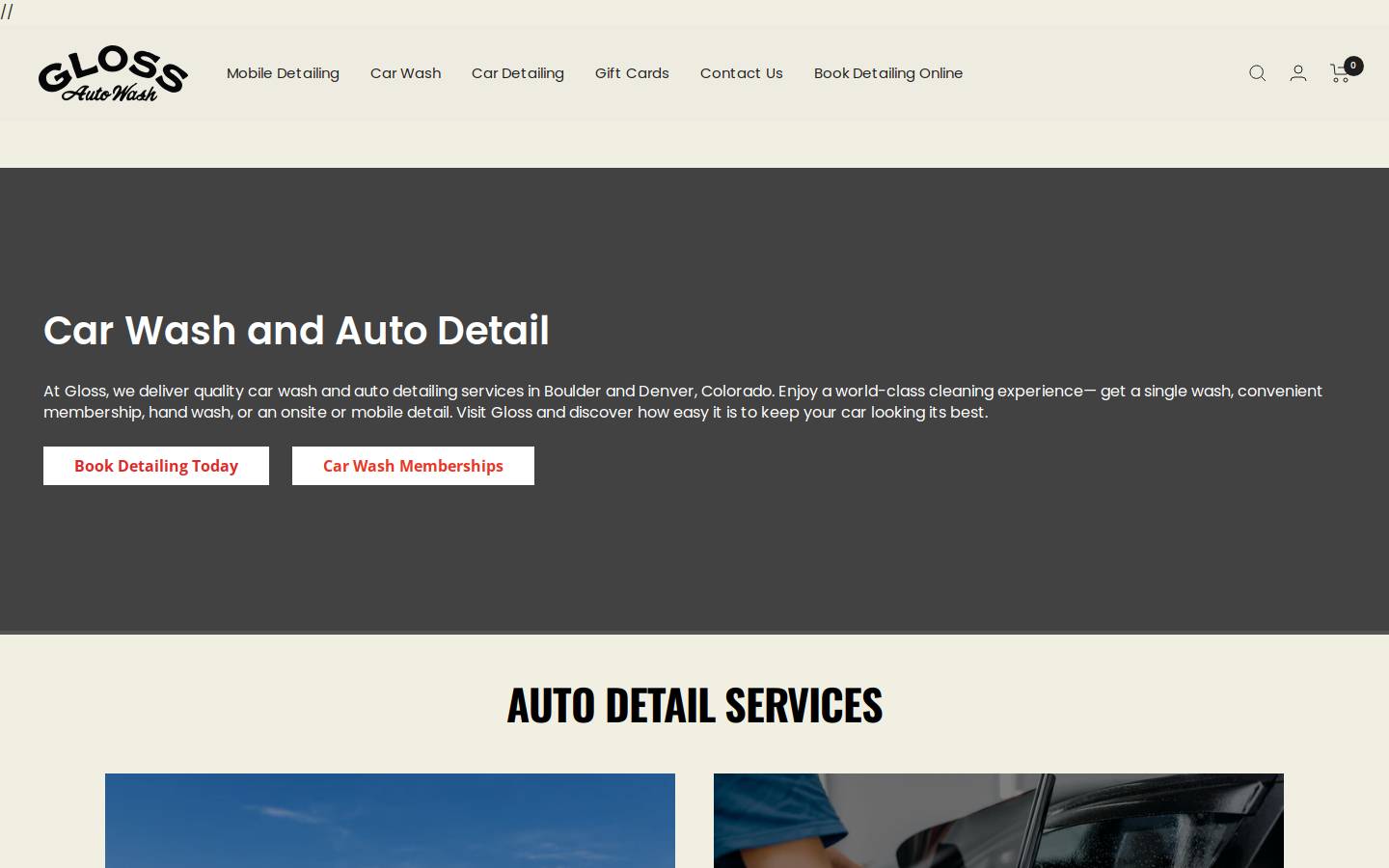 glosswash.co homepage screenshot