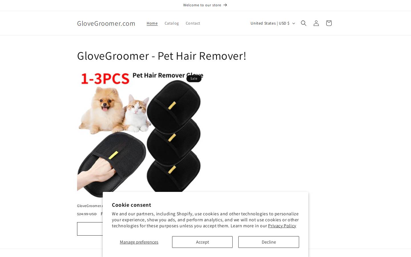 glovegroomer.com homepage screenshot