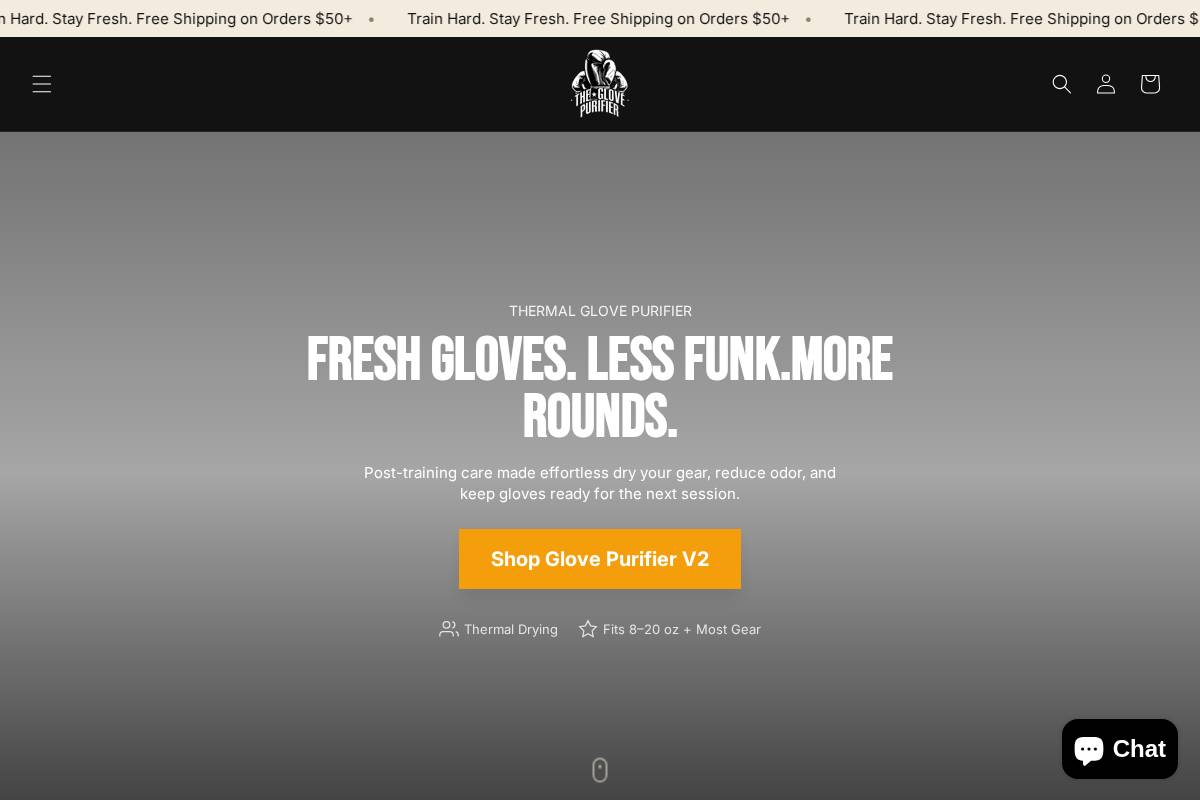 glovepurifier.com homepage screenshot