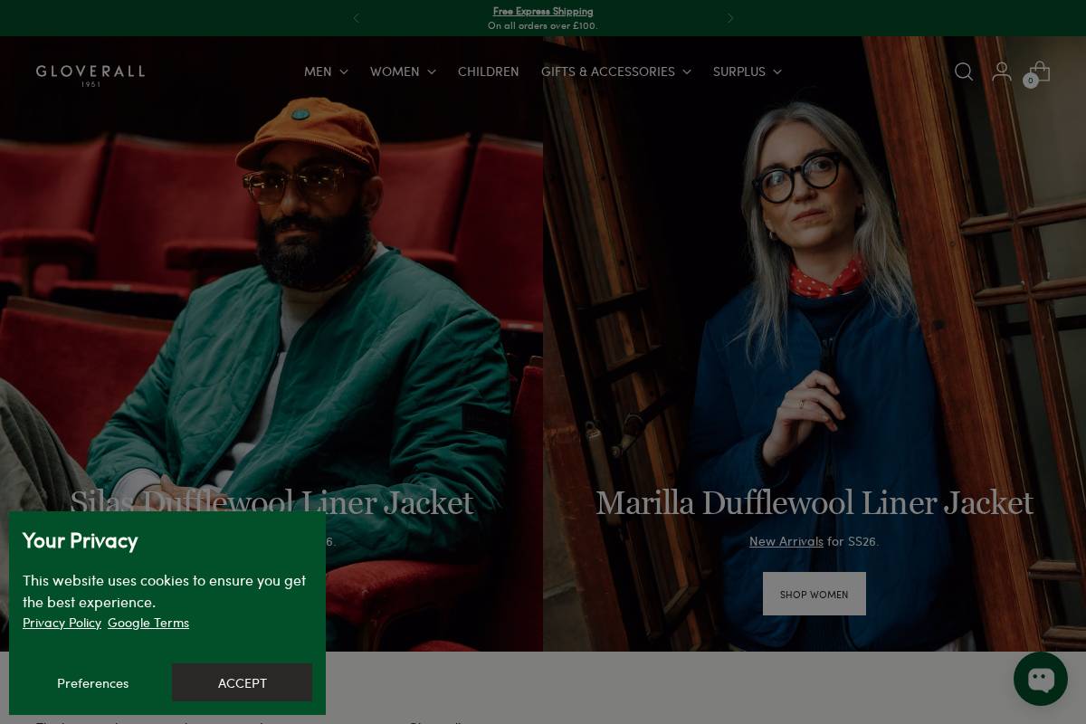 Gloverall homepage screenshot