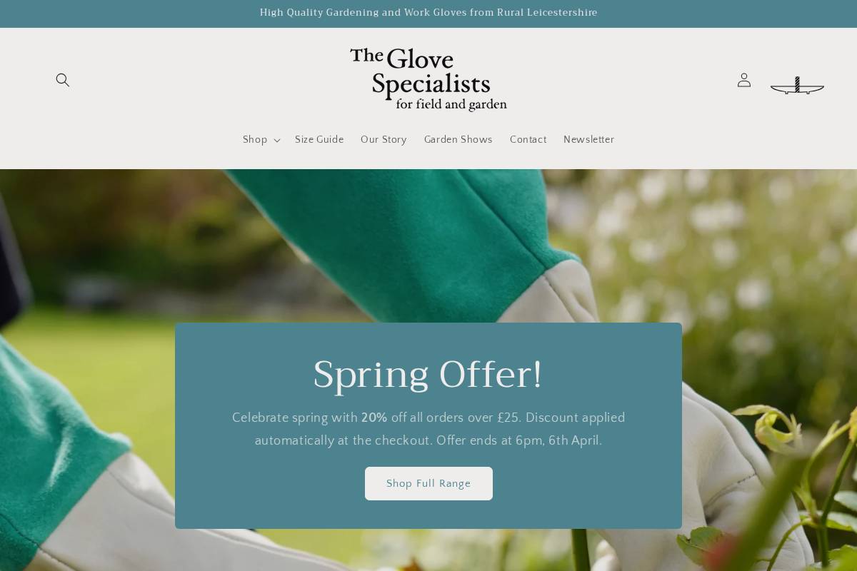 glovespecialists.co.uk homepage screenshot