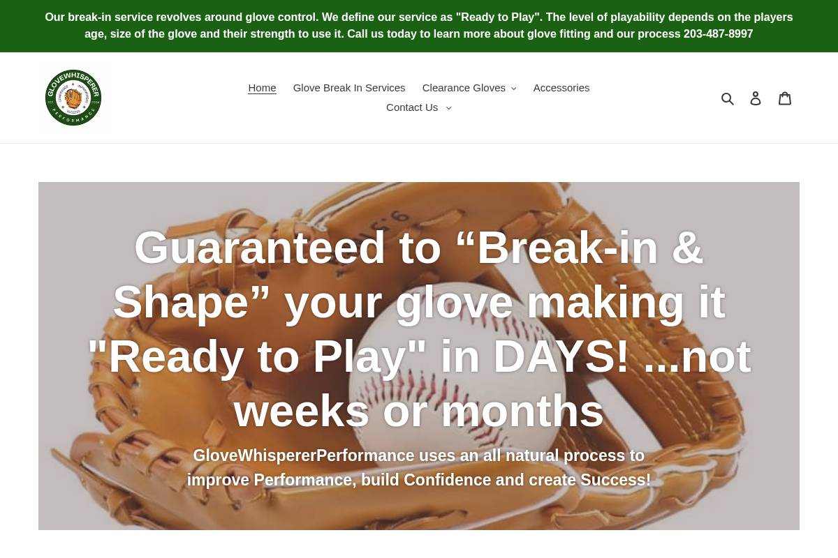 glovewhispererperformance.com homepage screenshot