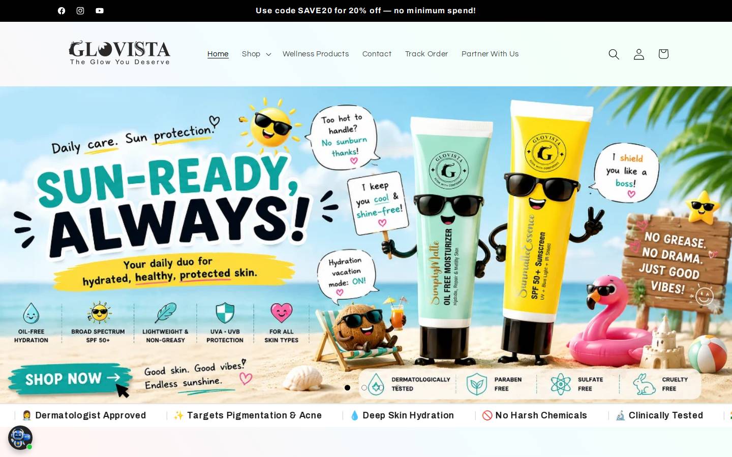 glovista.in homepage screenshot