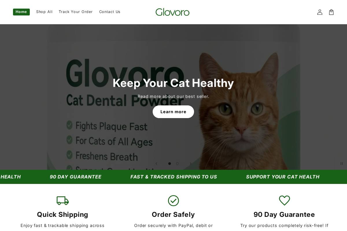 Glovoro homepage screenshot
