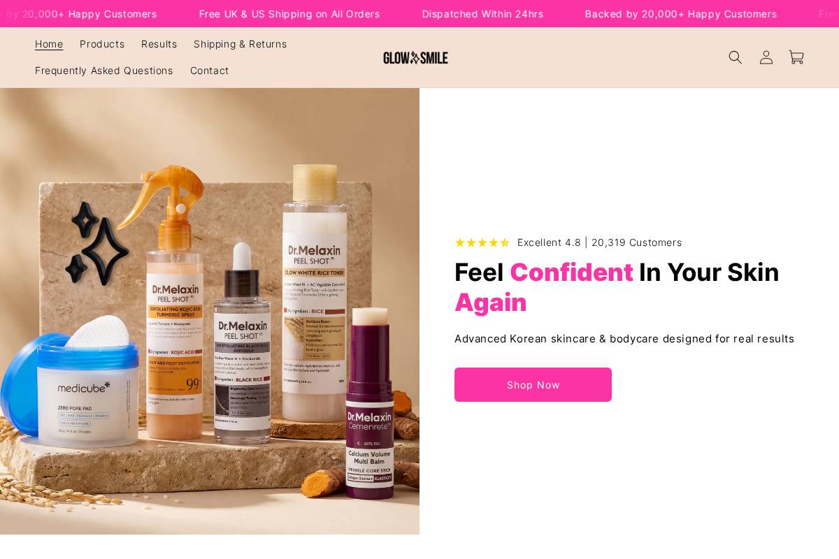 glowandsmile.store homepage screenshot