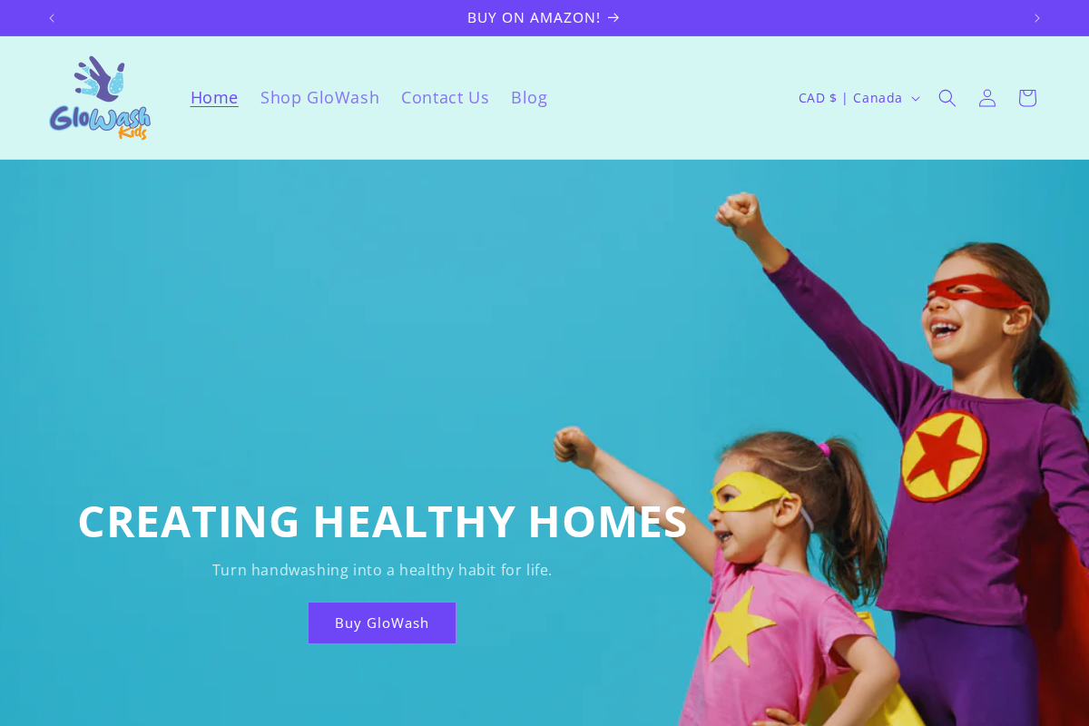 glowashkids.com homepage screenshot