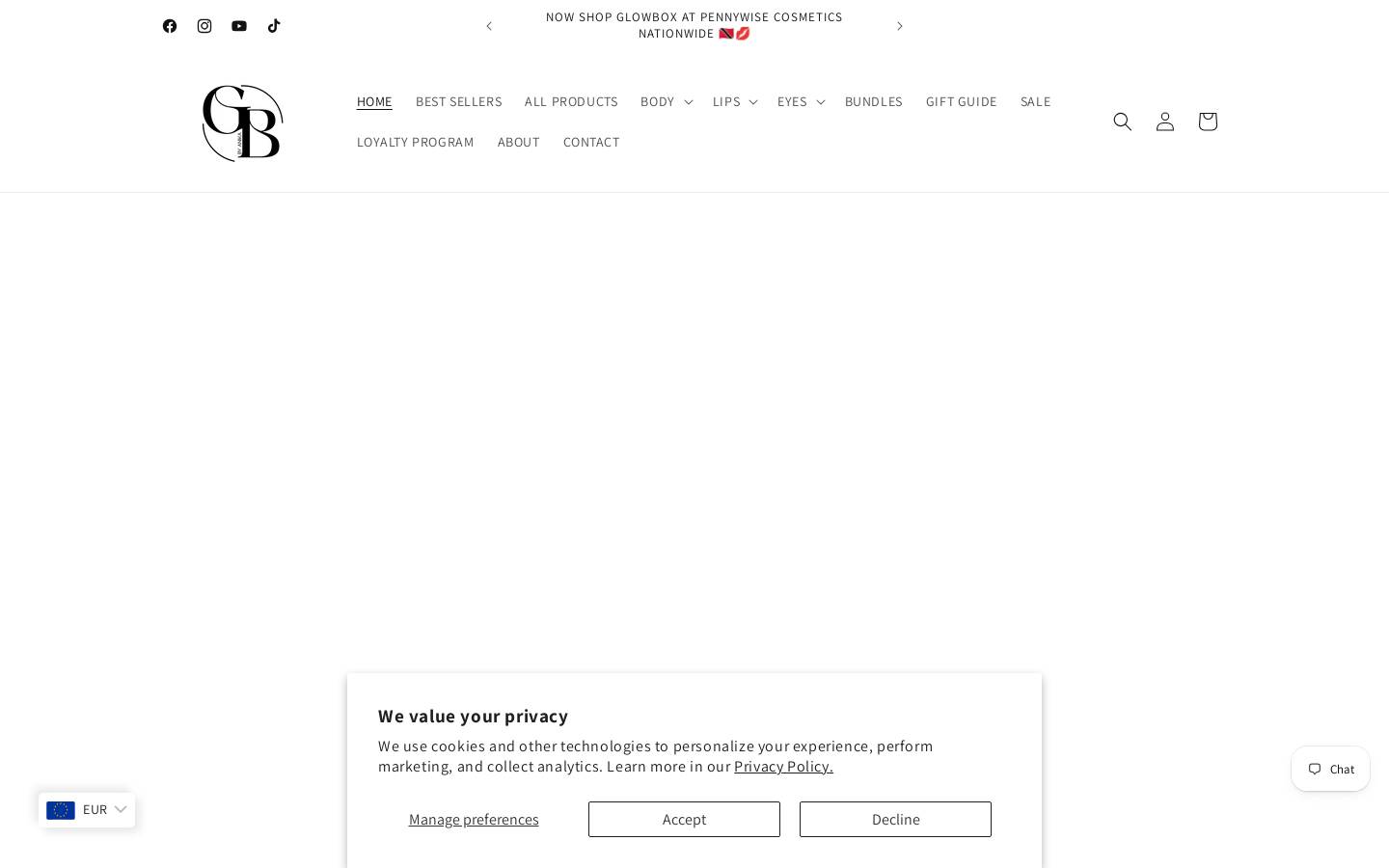 glowboxcosmetics.com homepage screenshot
