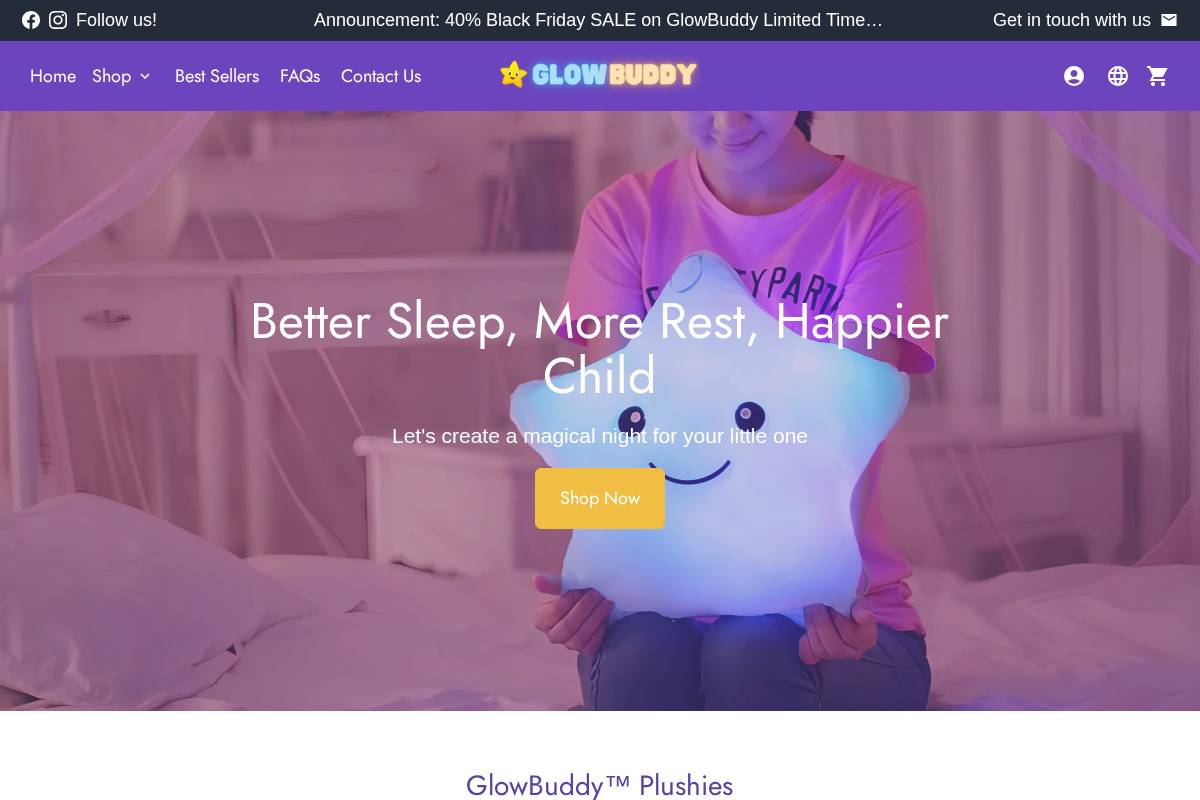 Glowbuddy homepage screenshot