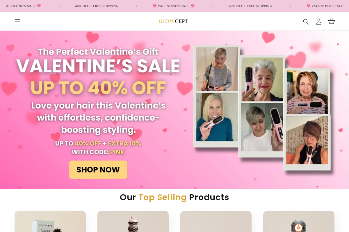 Glowcept homepage screenshot