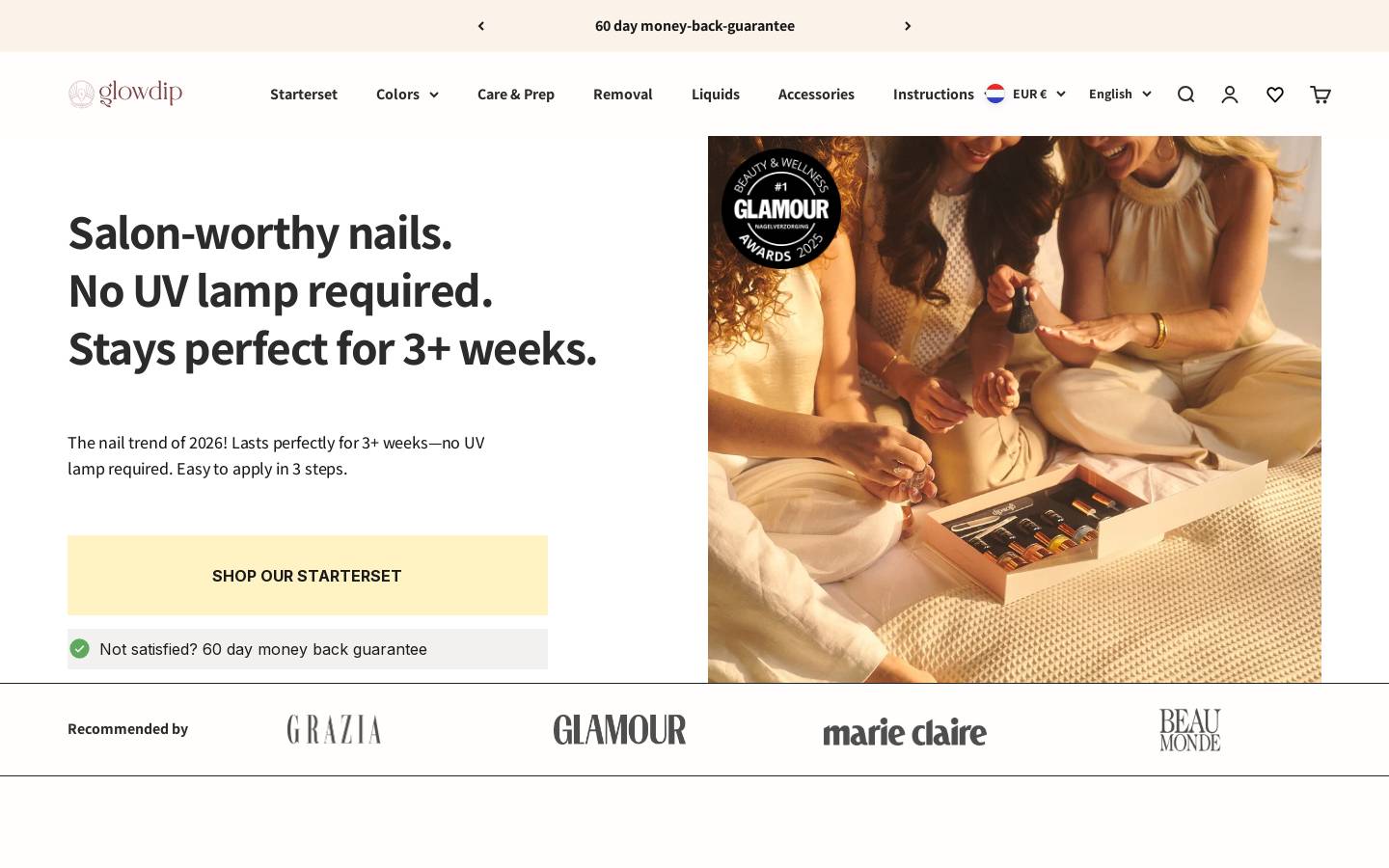 Glowdip homepage screenshot