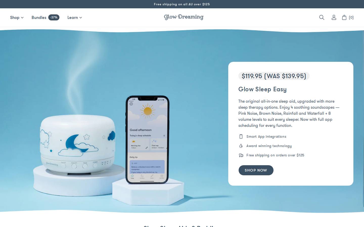glowdreaming.com homepage screenshot