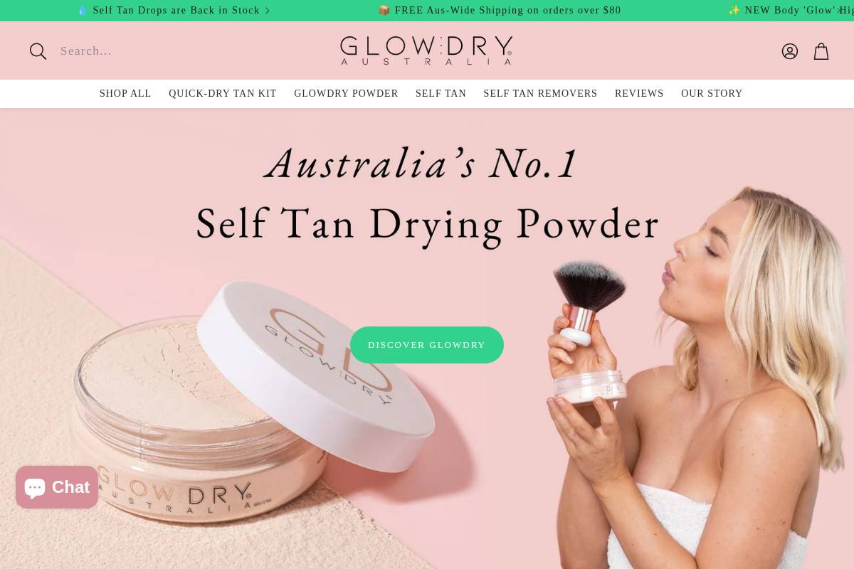 glowdryaustralia.com.au homepage screenshot