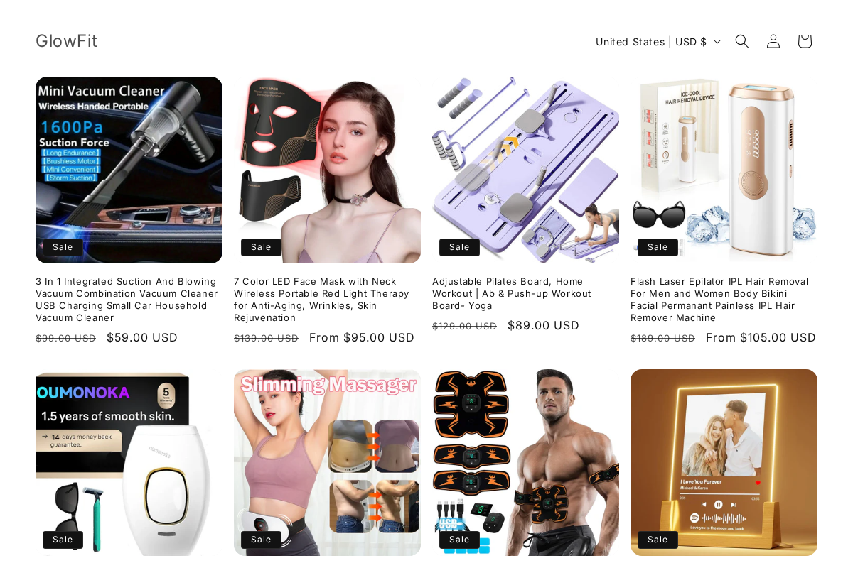 GlowFit homepage screenshot