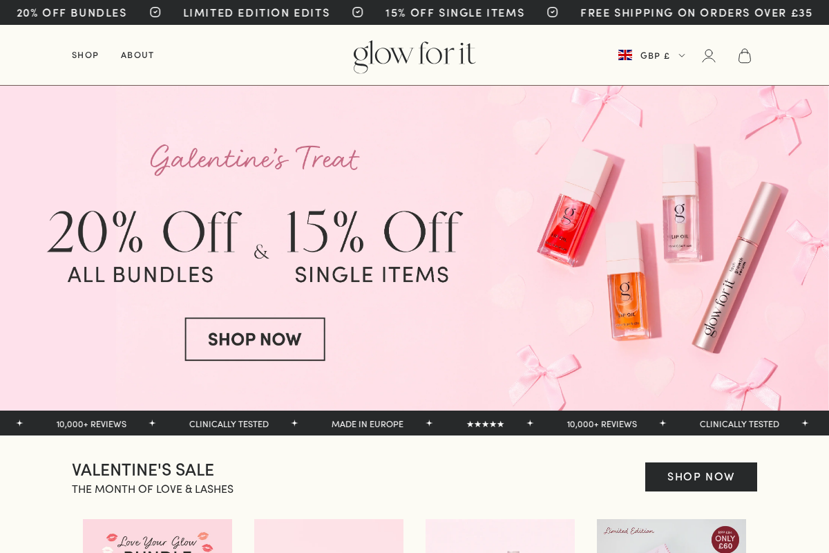 Glowforitshop homepage screenshot