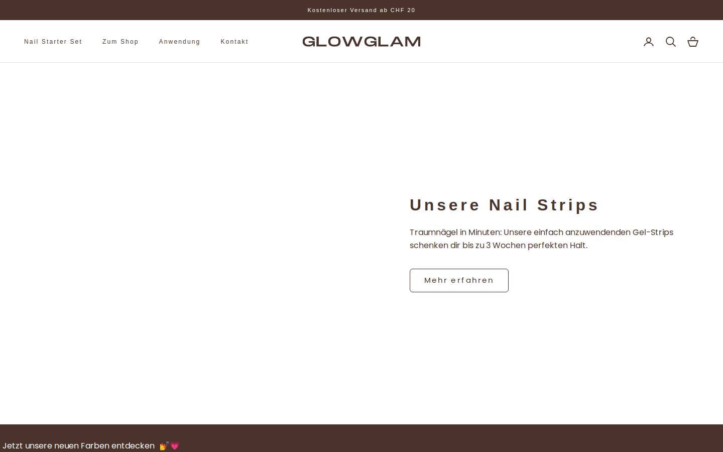 glowglam.ch homepage screenshot