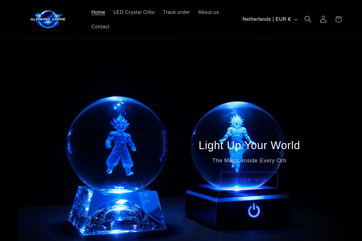 Glowing Anime homepage screenshot