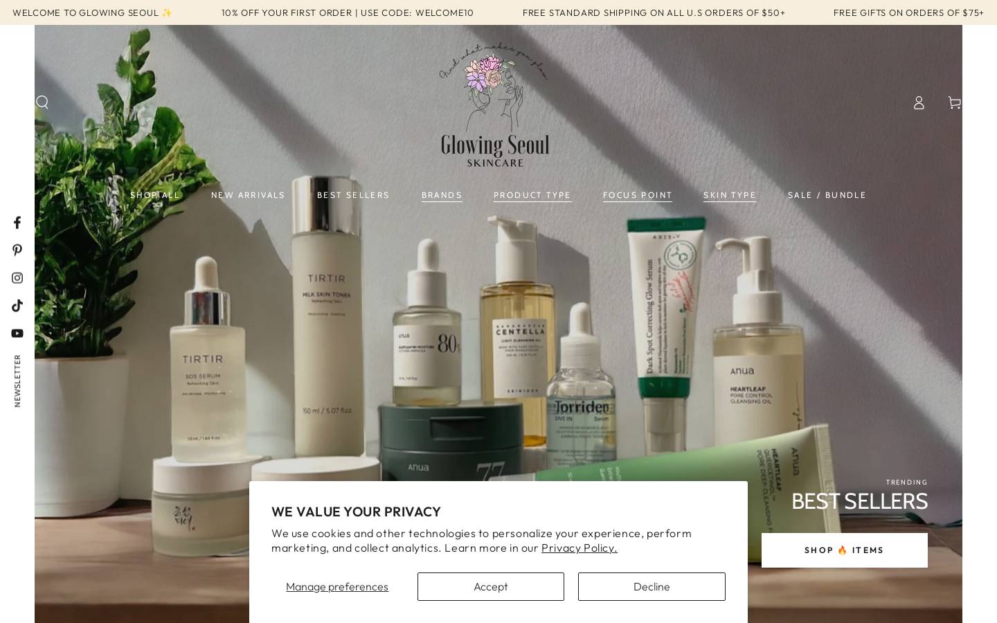 glowingseoulskincare.com homepage screenshot