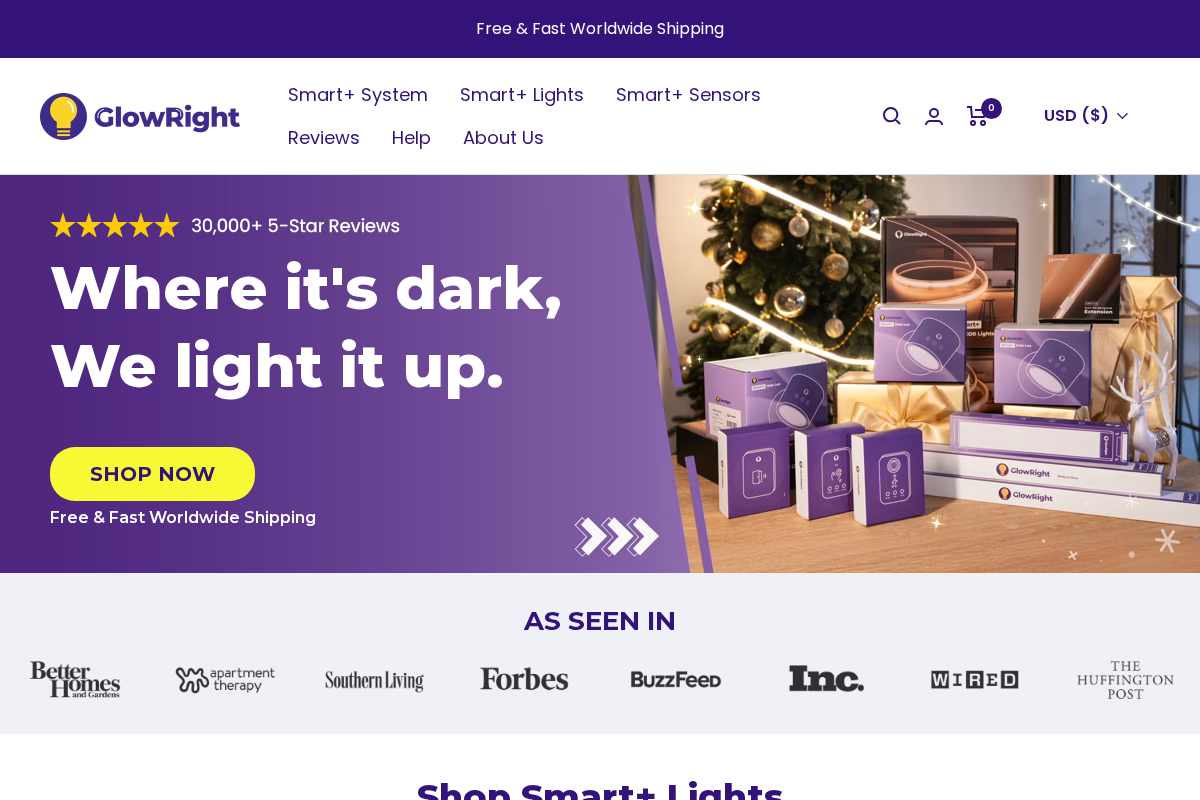 GlowRight homepage screenshot