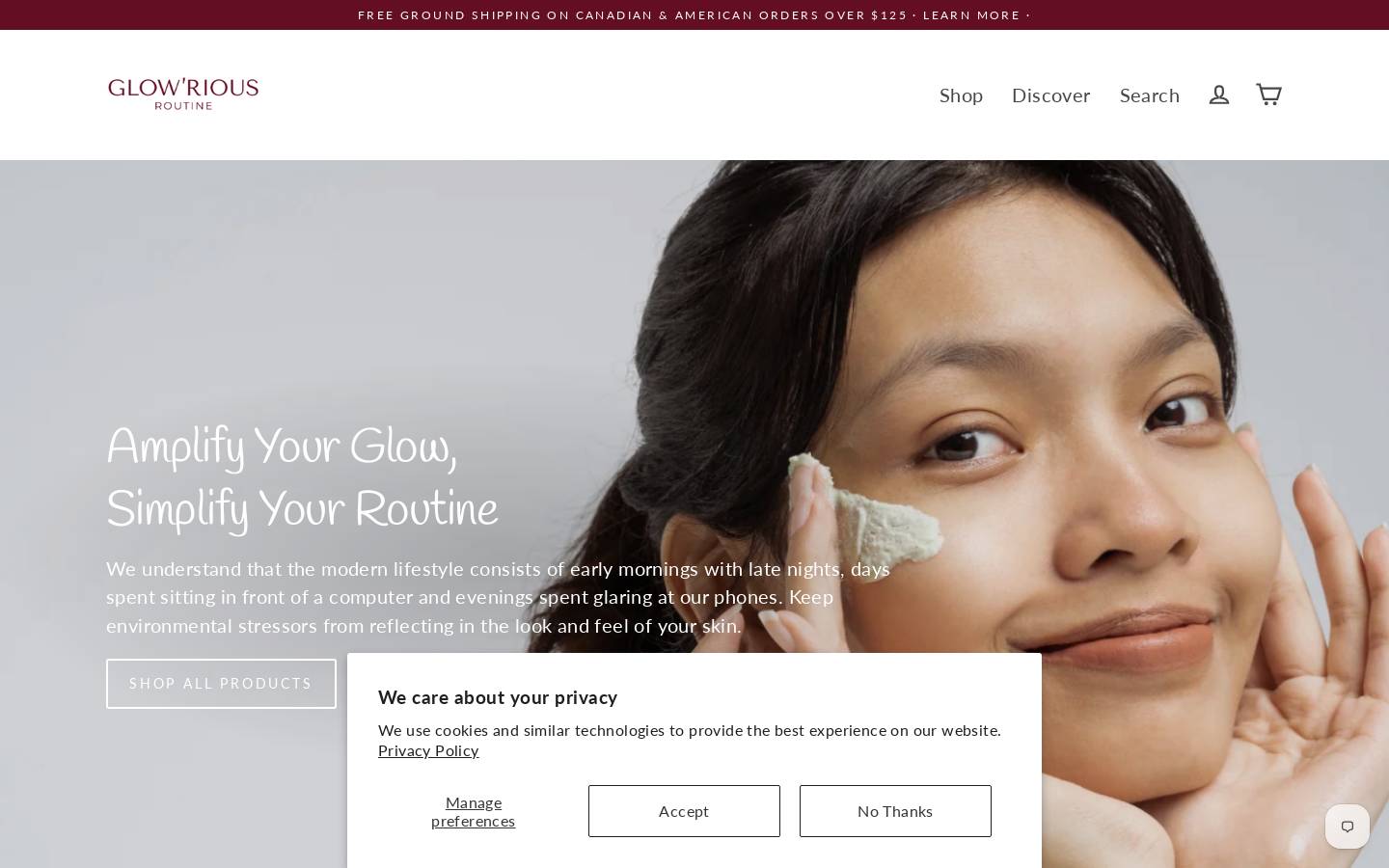 glowriousroutine.com homepage screenshot