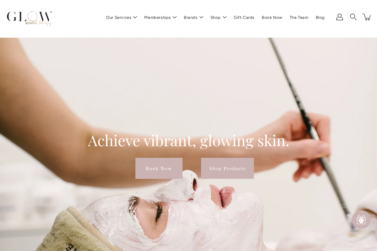Glow Dermal Therapy homepage screenshot