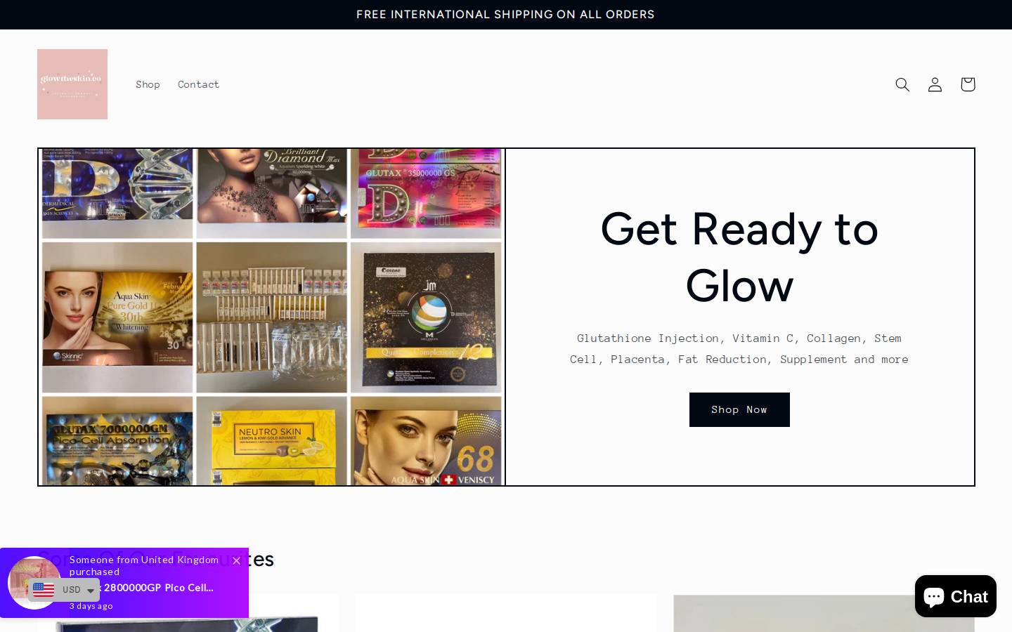 glowtheskin.co homepage screenshot