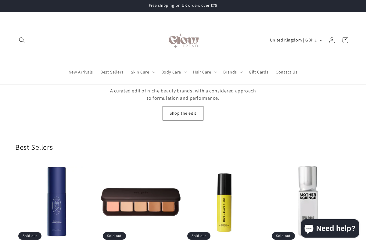 Glow Trend homepage screenshot