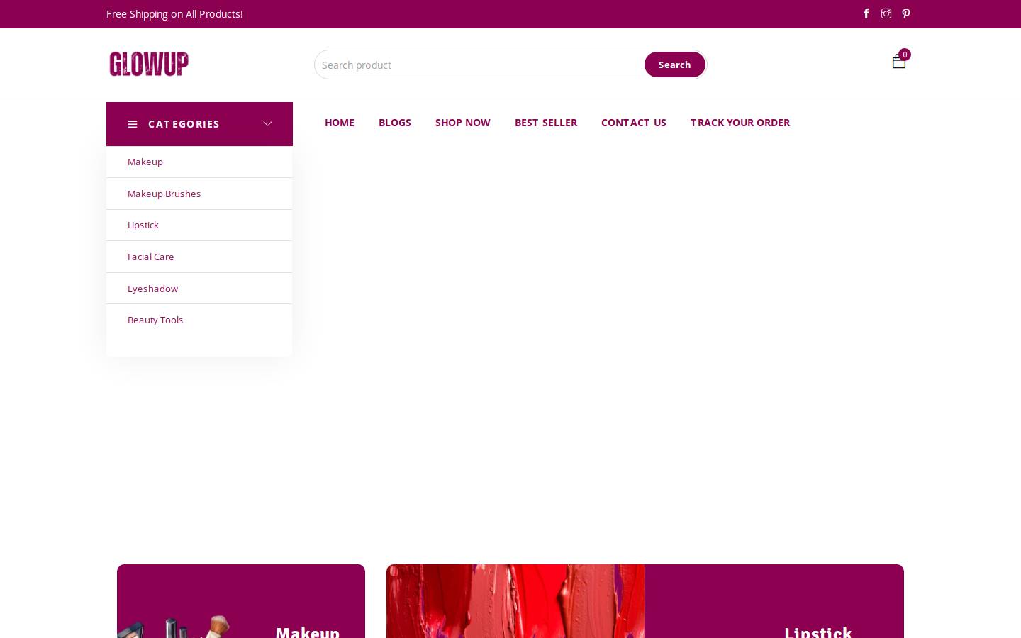 glowupstore.co homepage screenshot