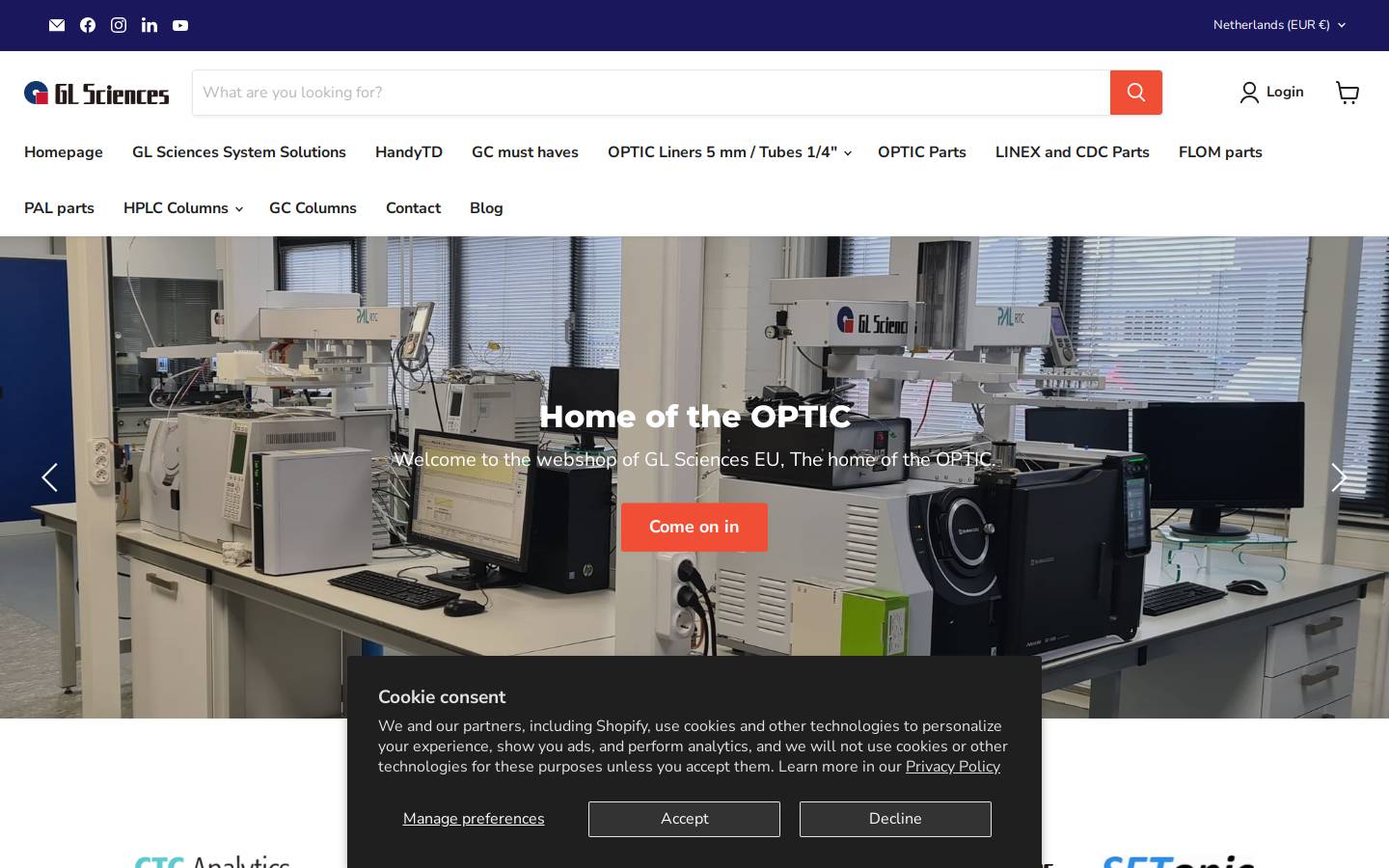 glsciences.shop homepage screenshot