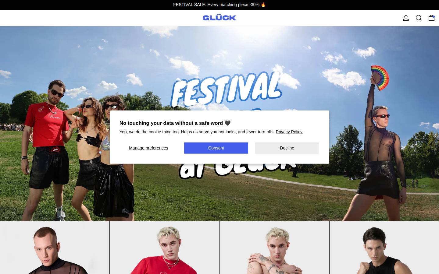 Gluckclothes homepage screenshot