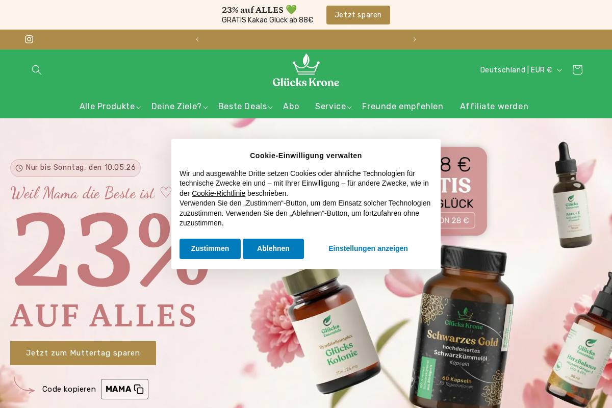 Glücks Krone GmbH homepage screenshot