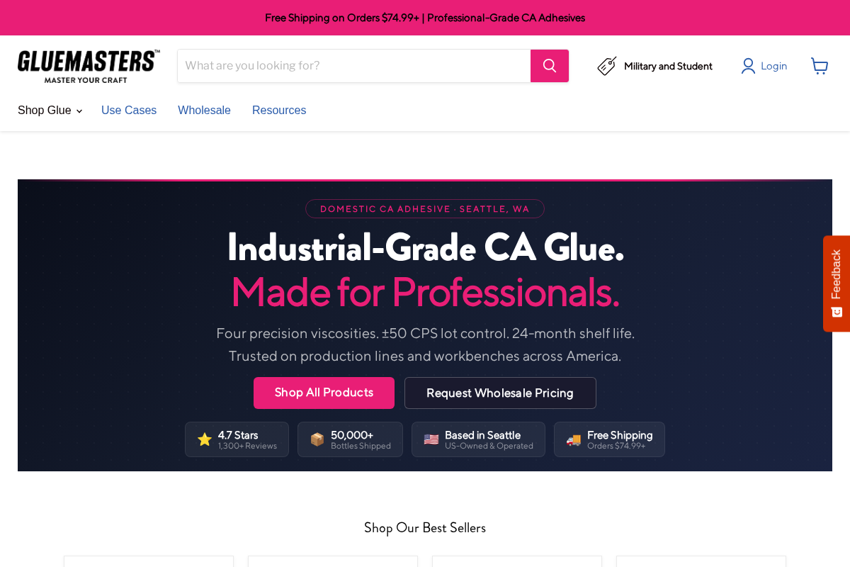 Gluemasters homepage screenshot