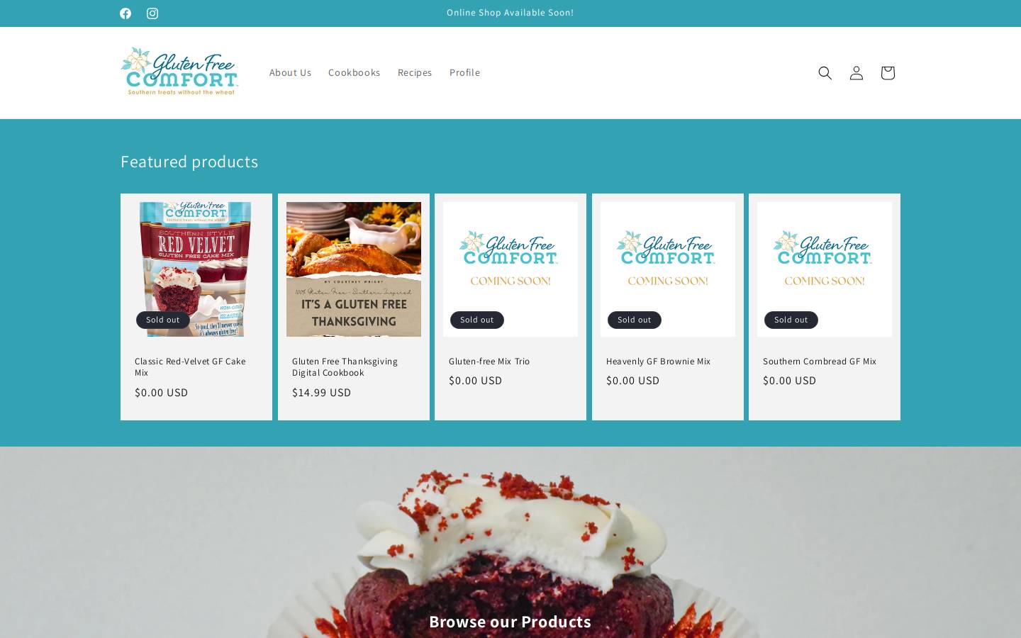 glutenfreecomfort.com homepage screenshot