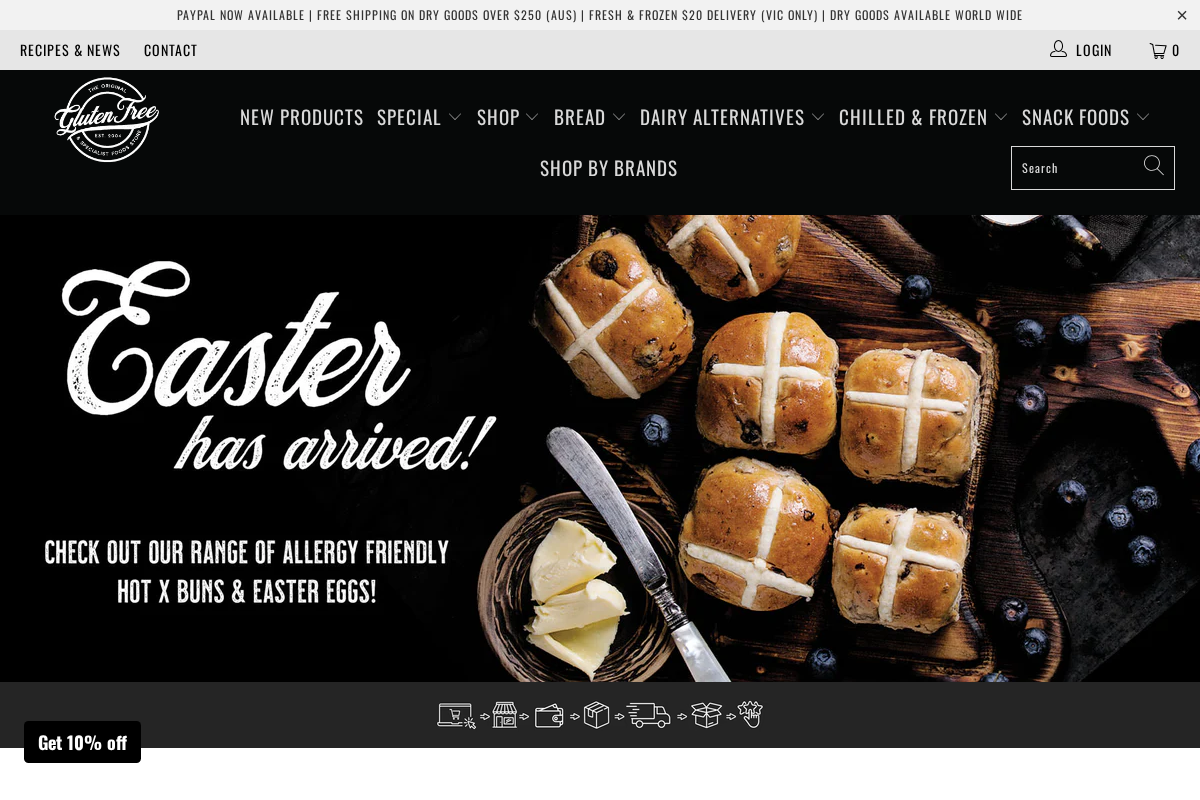 Gluten Free Foods homepage screenshot
