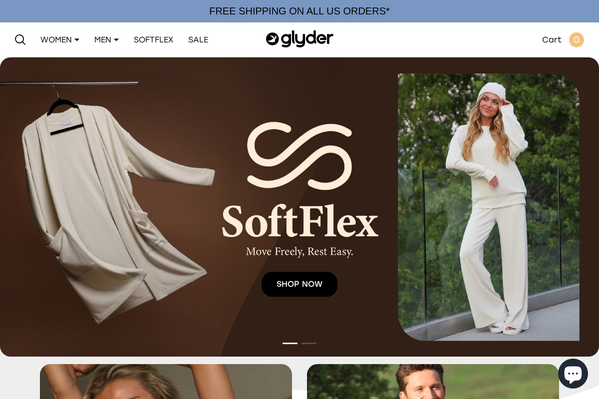 Glyder Apparel homepage screenshot