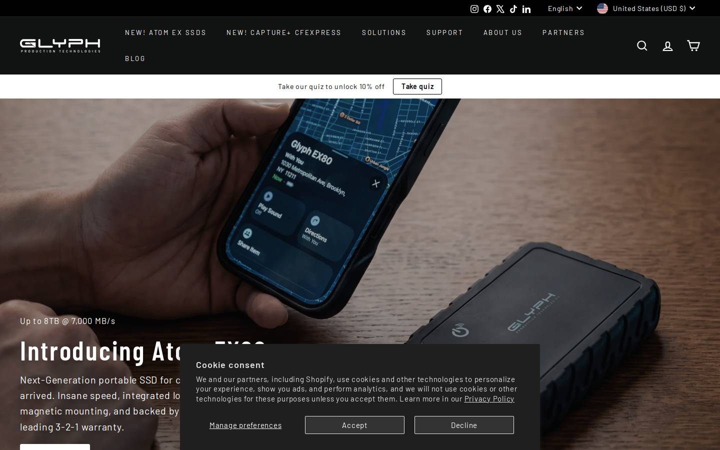 Glyphtech homepage screenshot