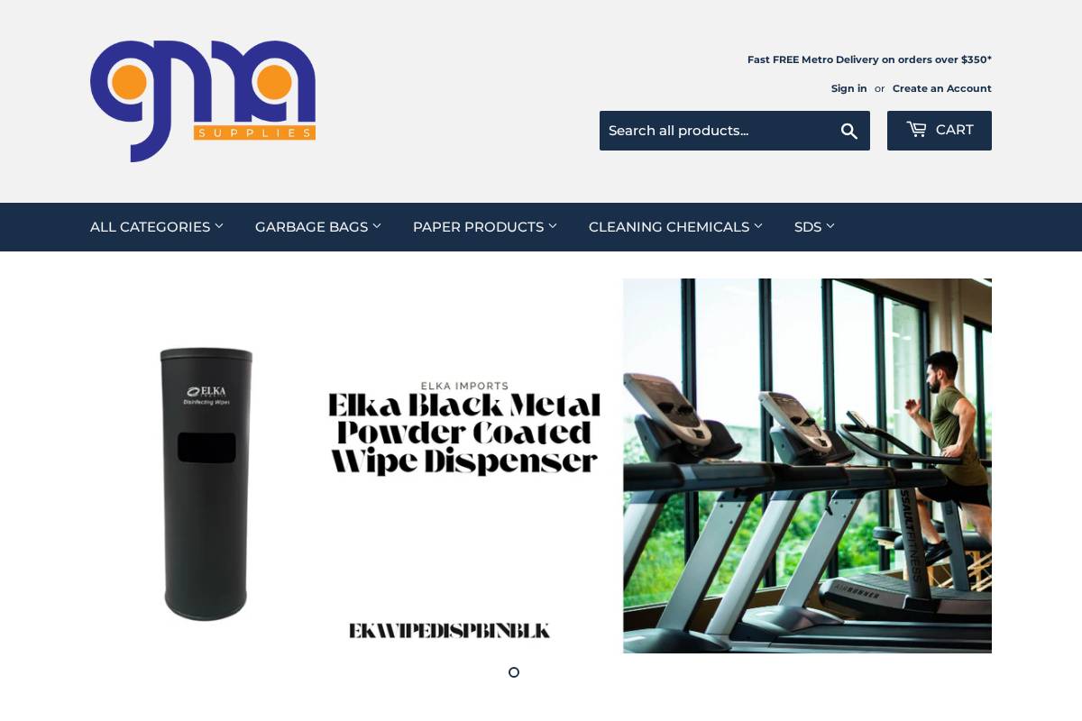 GMA Supplies homepage screenshot