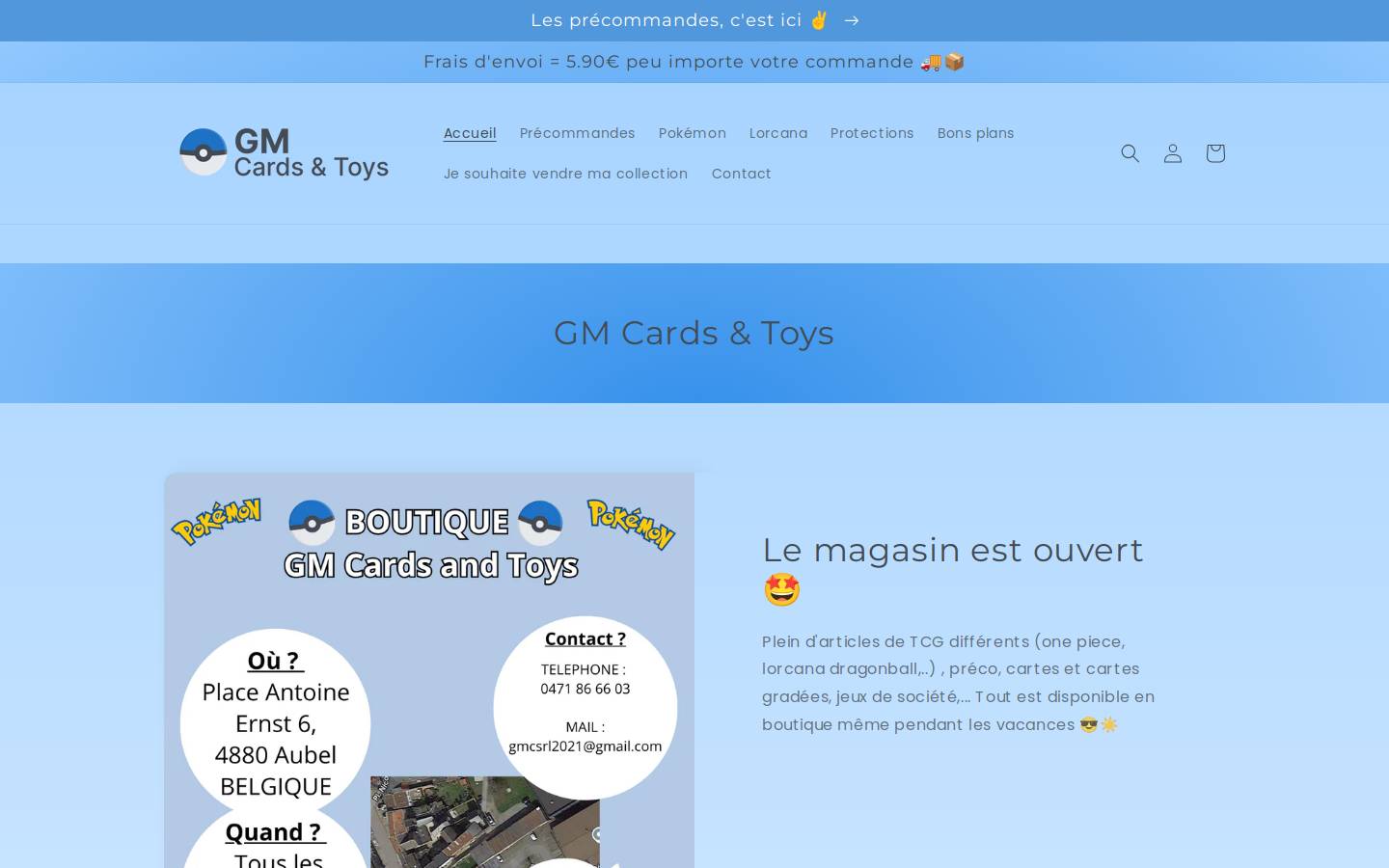 Gmcardsandtoys homepage screenshot