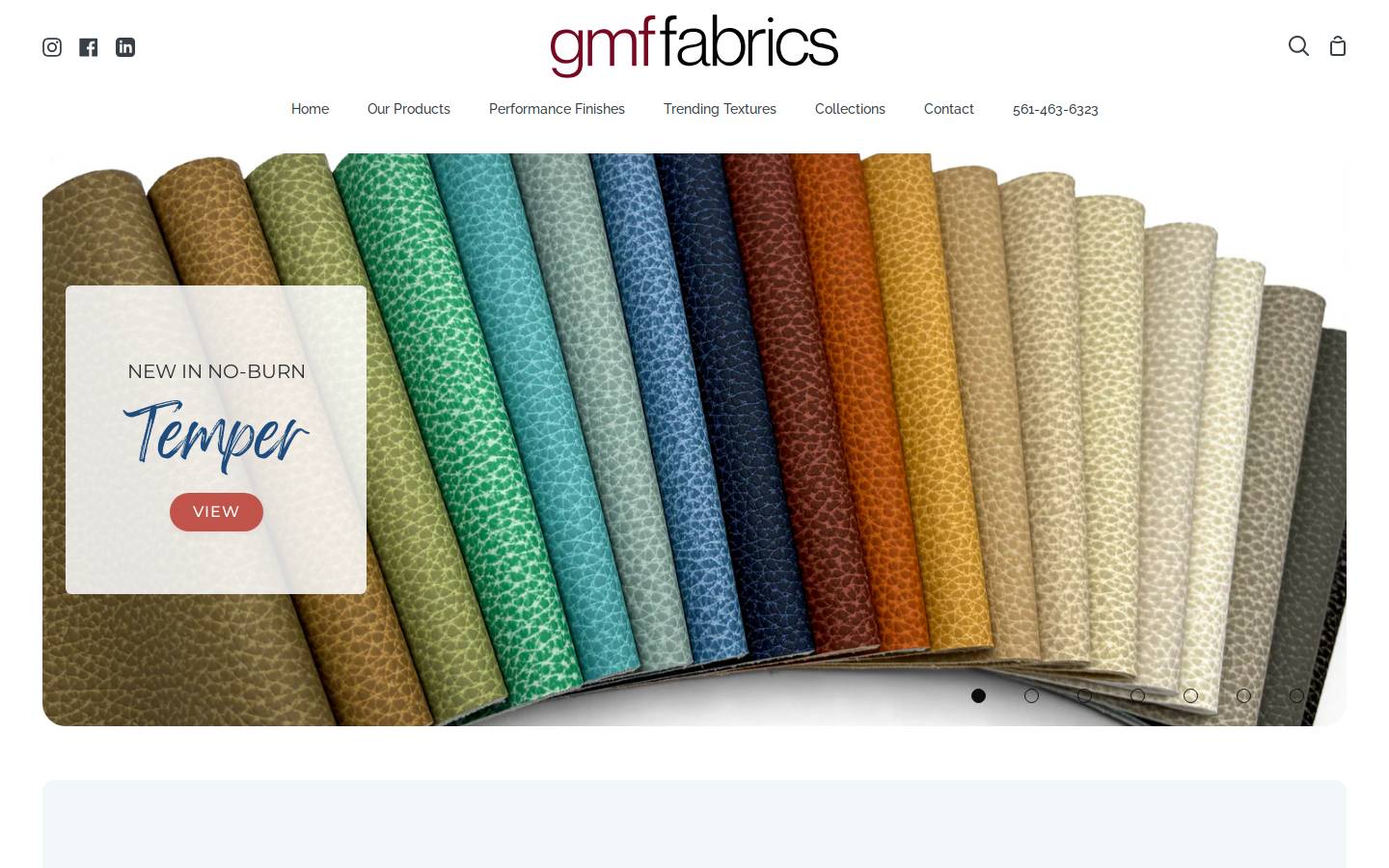 gmffabrics.com homepage screenshot