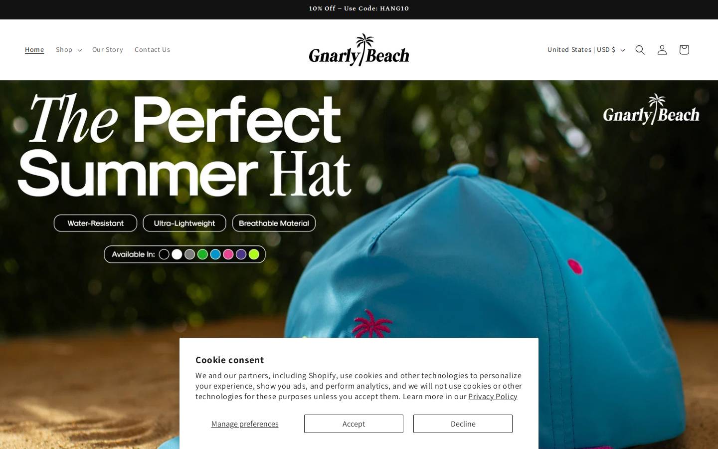 gnarlybeach.com homepage screenshot