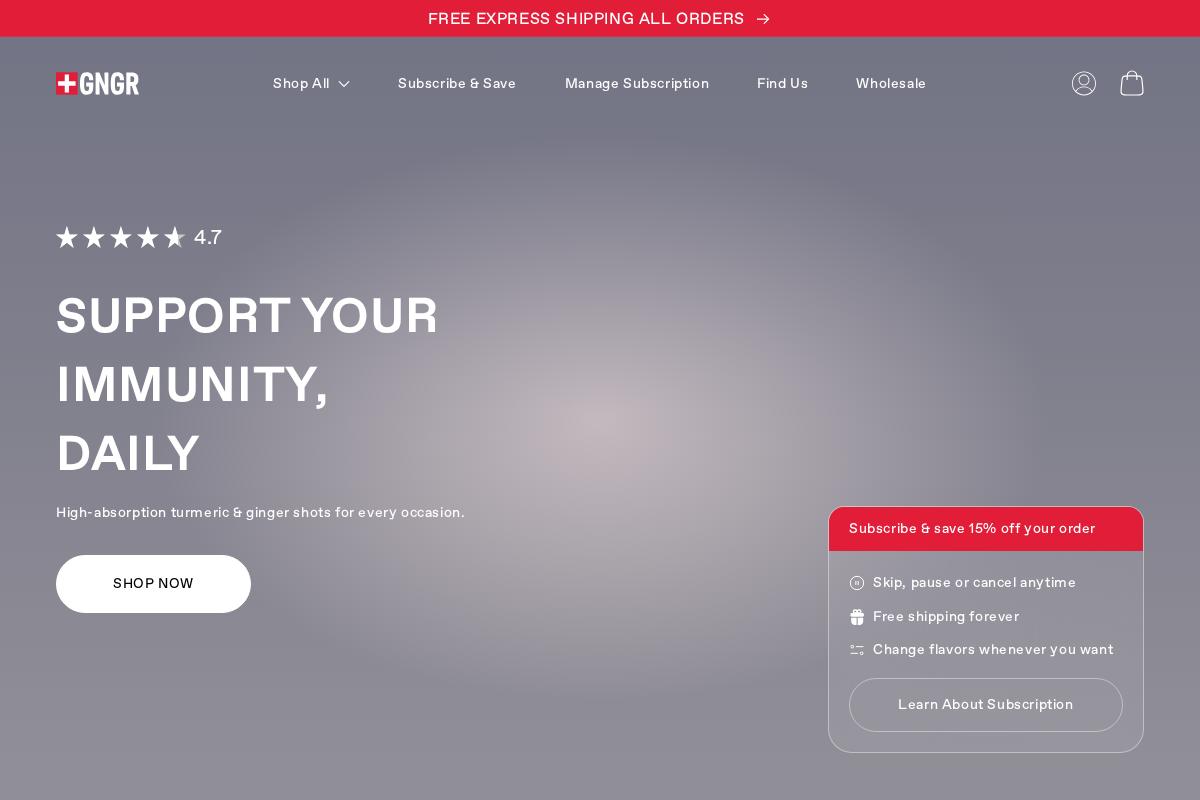 GNGR Labs homepage screenshot