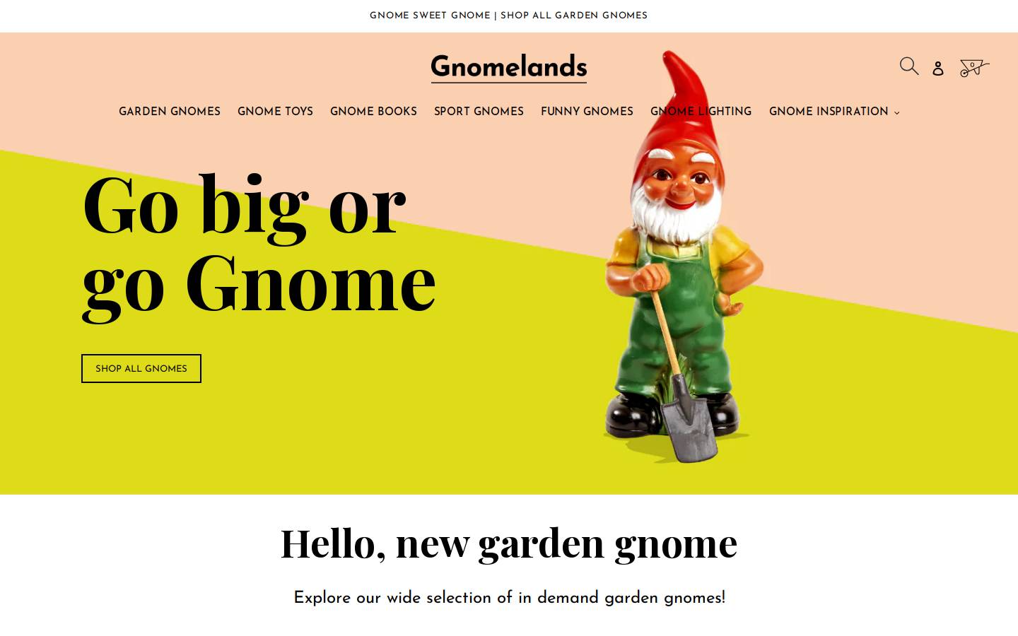 gnomelands.com homepage screenshot
