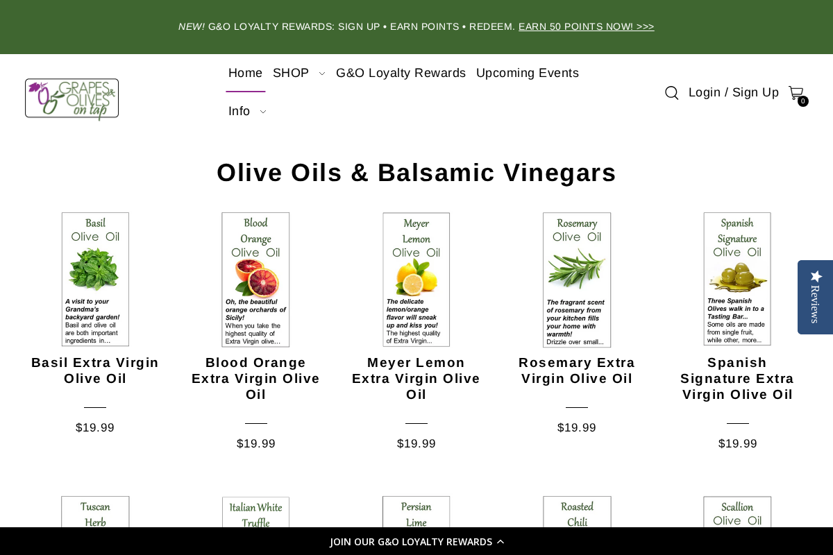 Grapes & Olives On Tap homepage screenshot