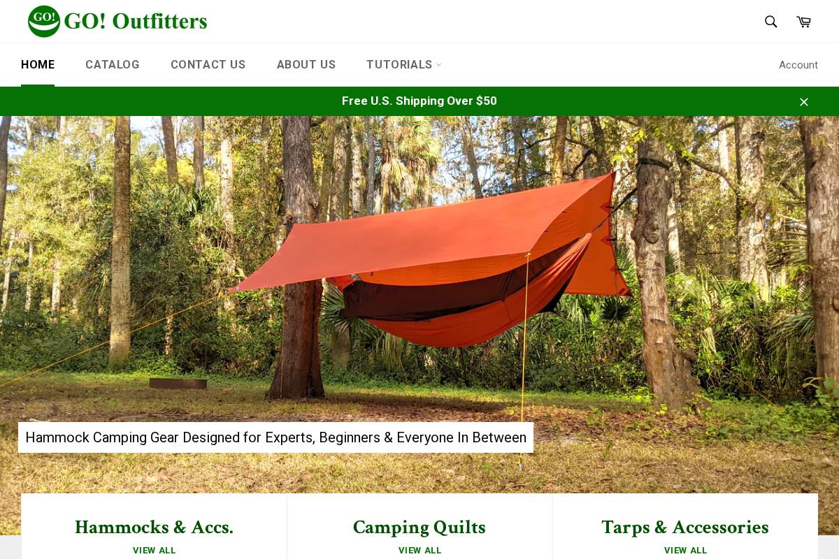 Go Outfitters homepage screenshot